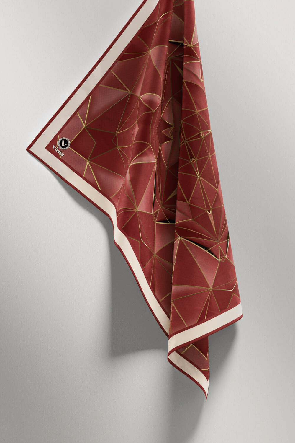 Twill Geometrik Desenli Gül Kurusu Renkli 90x90 Eşarp (İpek İçermez) Kenar Dikiş Şekli El Dikişli