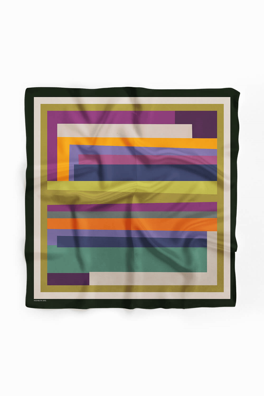E7 Kadın Mor Krem Çizgi Desenli 50x50 Bandana HYL DG01481-22