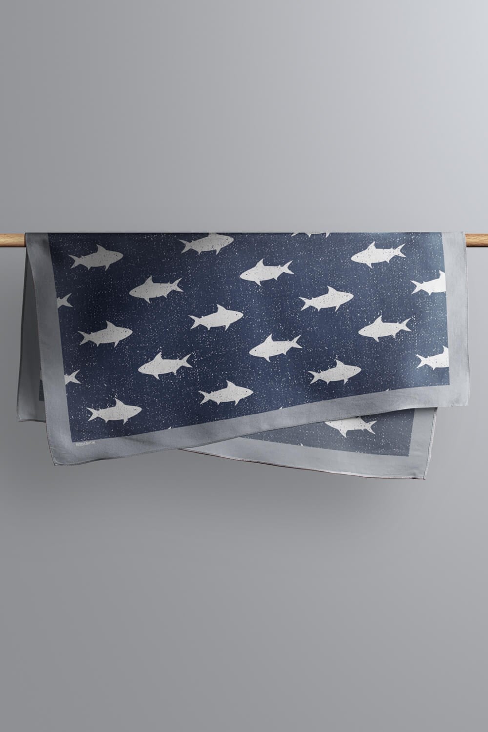 Violla Y59 Kadın Shark  Desenli Bandana 50x50 Mavi DG0134-22
