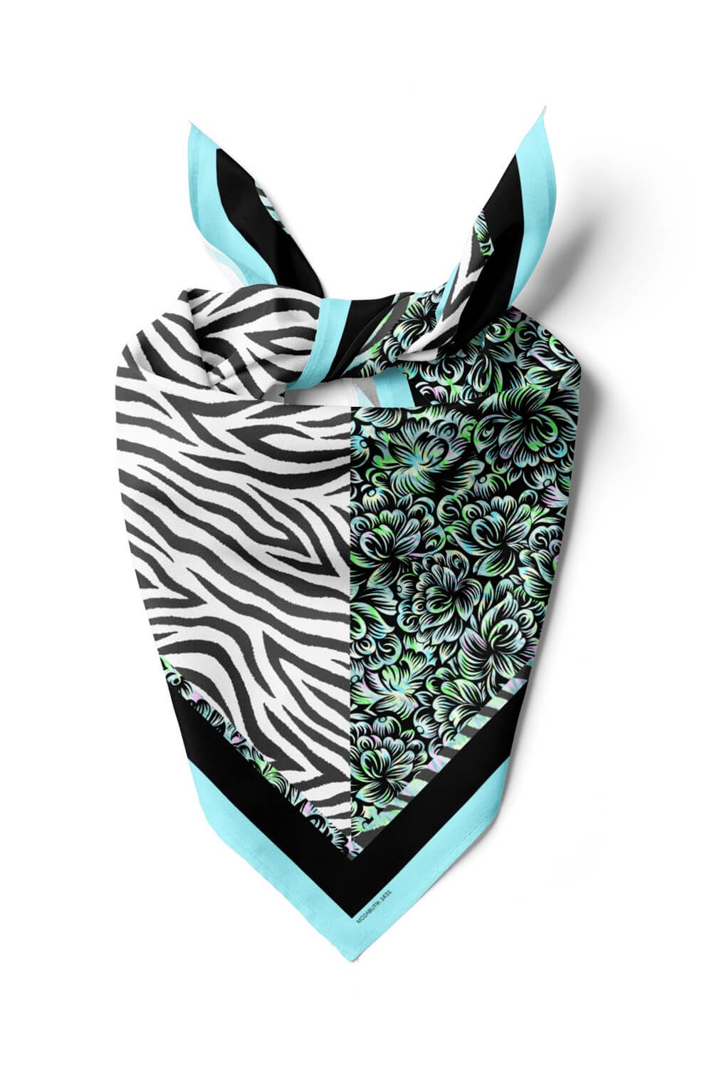 D60 Kadın Yeşil Zebra Desenli 50x50 Bandana HYL DG01431-22
