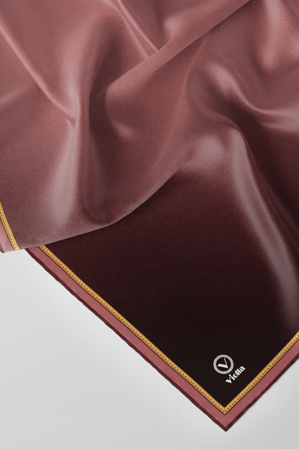 Twill Degrade Desenli Pudra Renkli 90x90 Eşarp (İpek İçermez) Kenar Dikiş Şekli El Dikişli