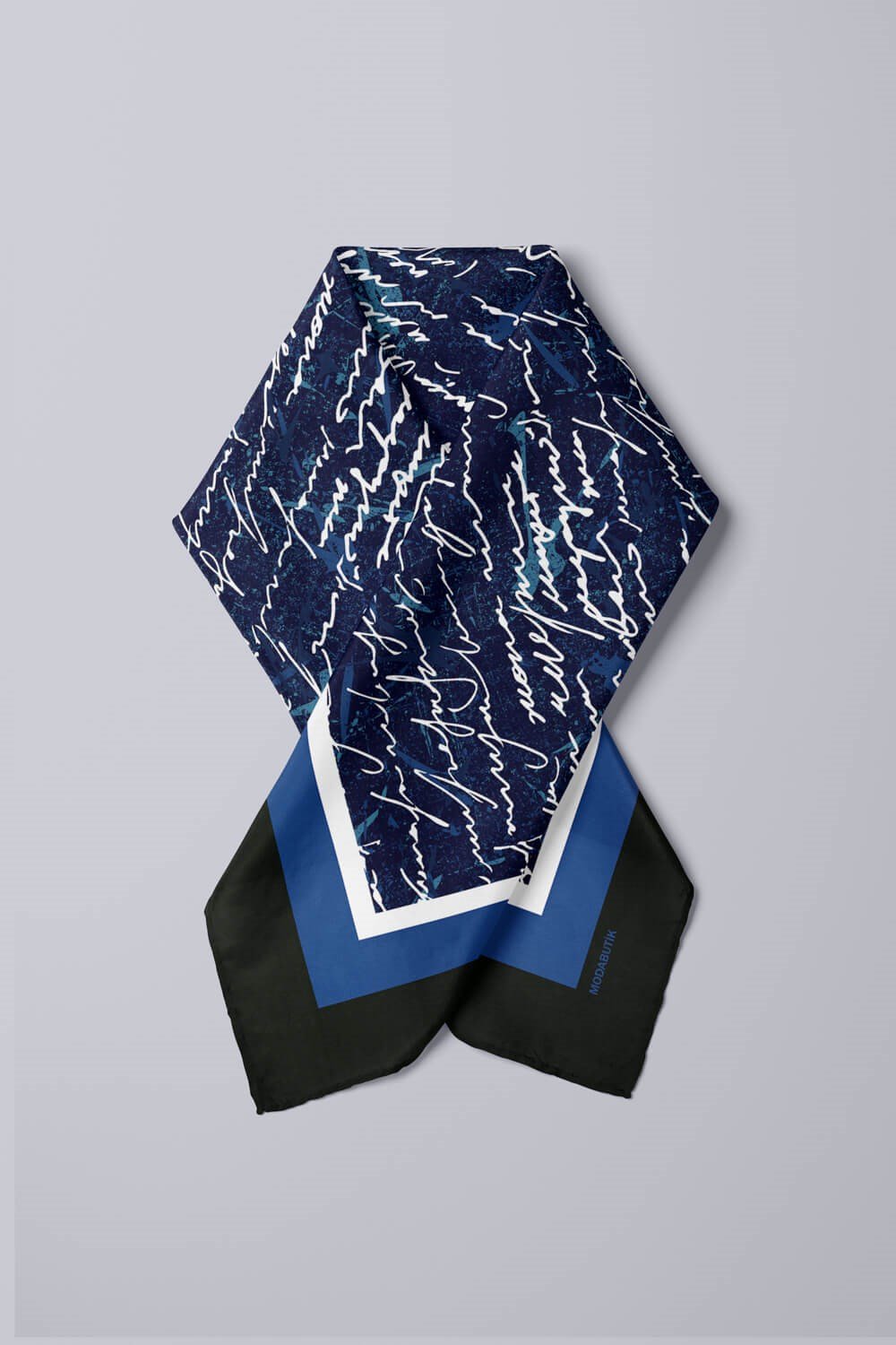 Violla H25 Kadın Mavi Not Desenli 50x50 Bandana