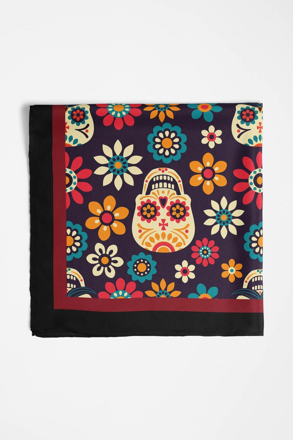 Violla B53 Kadın Mor Skull  Desenli 50x50 Bandana HYL DG0702-22