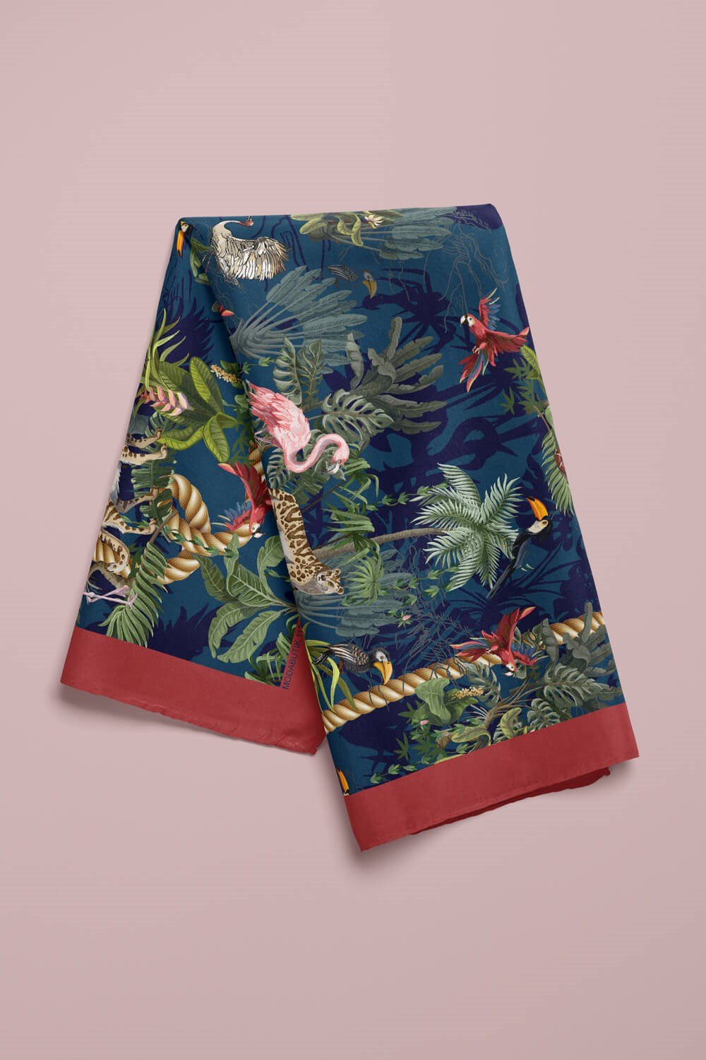 Violla Kadın Lacivert Yeşil Flamingo Desenli 50x50 Bandana HYL DG01131-22