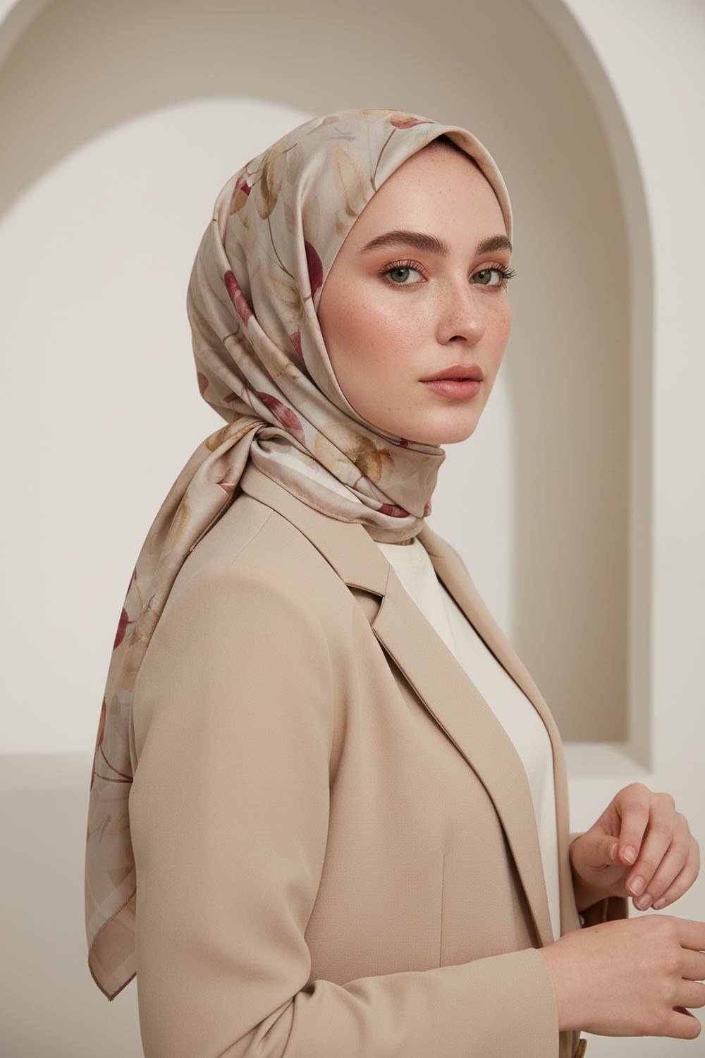 KREP SONBAHAR DESENLİ BORDO RENKLİ 75X195 KIRIŞMAZ ŞAL