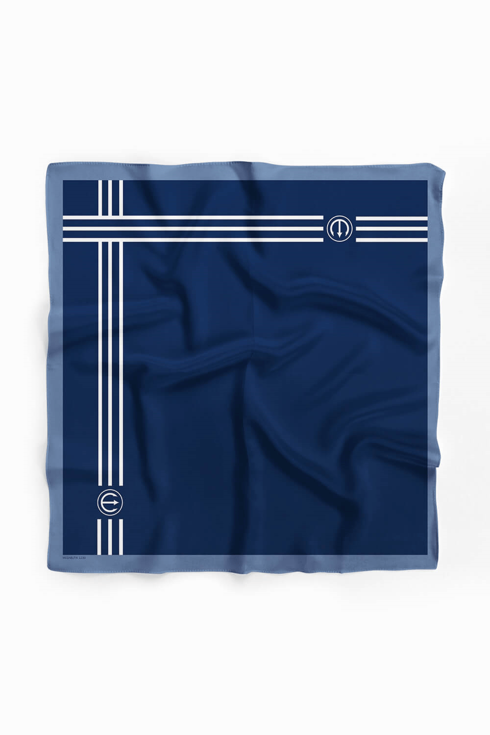 G51 Kadın Beyaz Mavi Marinover Desenli 50x50 Bandana