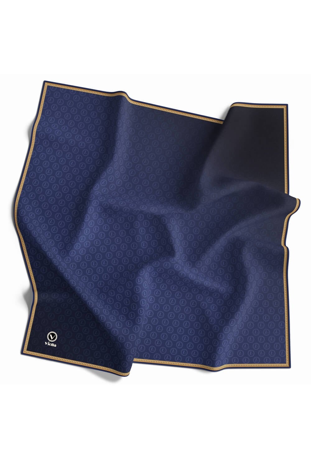 Rayon Degra Desenli Lacivert Renkli 90x90 Dikim Şekli : El Dikişi Eşarp (İpek İçermez) Kenar Dikiş Şekli El Dikişli