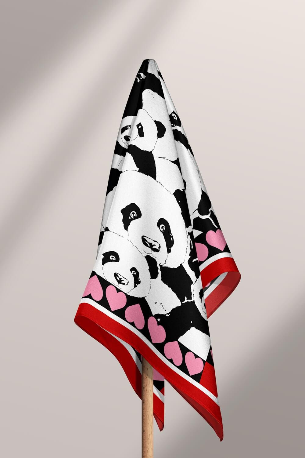 Vissona Panda Desenli İpek Bandana