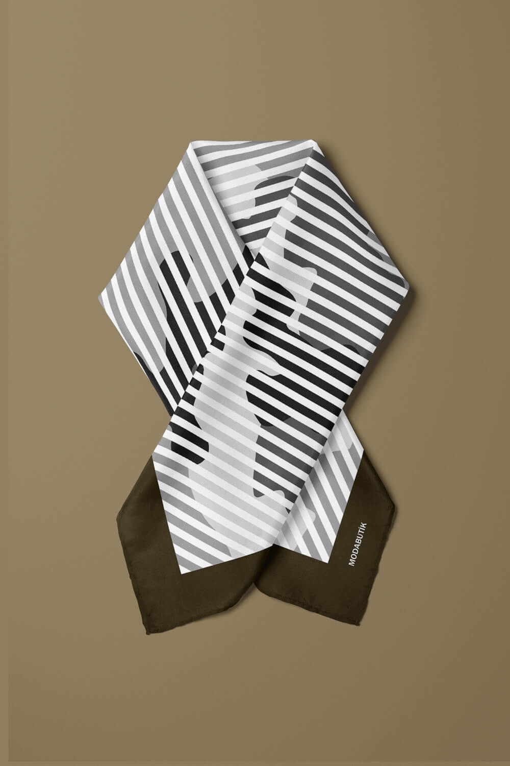 D64 Kadın Benek Desenli Bandana 50x50 Yeşil DG0362-22