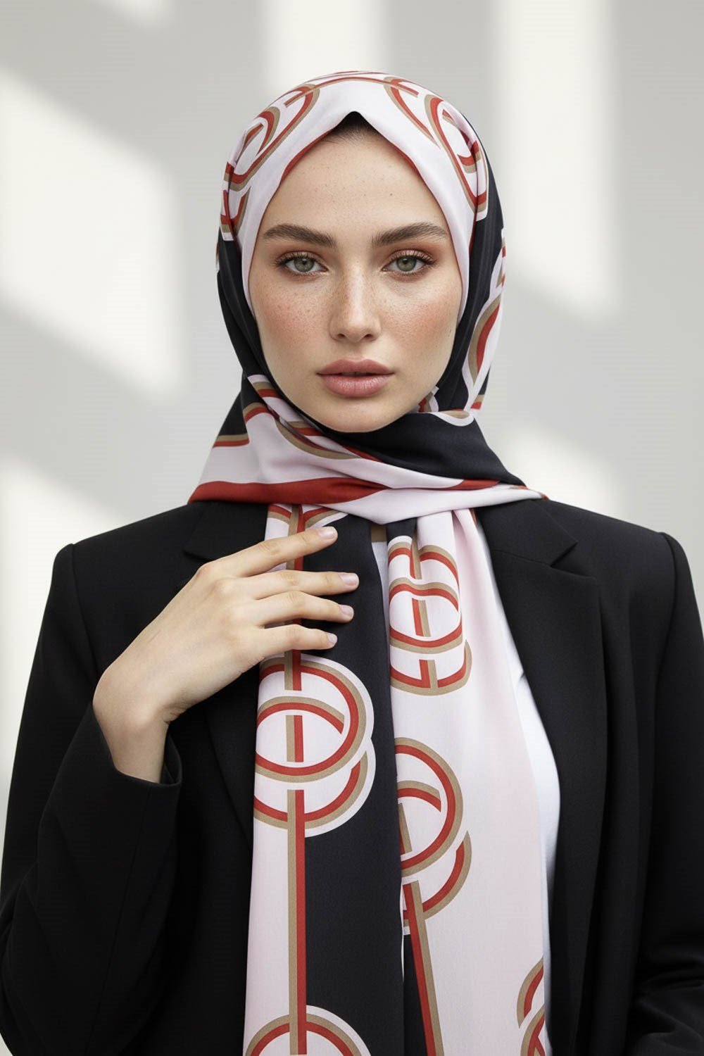 KREP ÇİZGİLİ DESENLİ BORDO RENKLİ 75X195 KIRIŞMAZ ŞAL