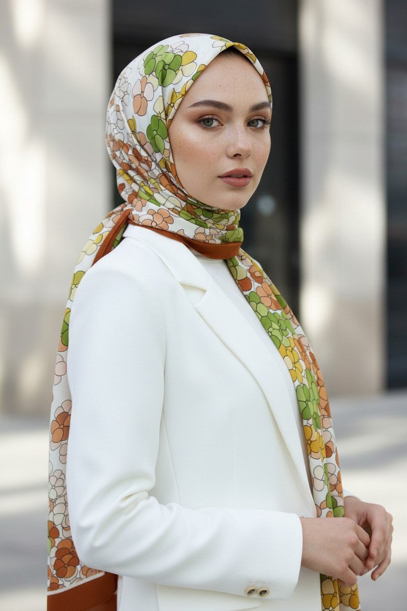 KREP YONCA DESENLİ TABA RENKLİ 75X195 KIRIŞMAZ ŞAL