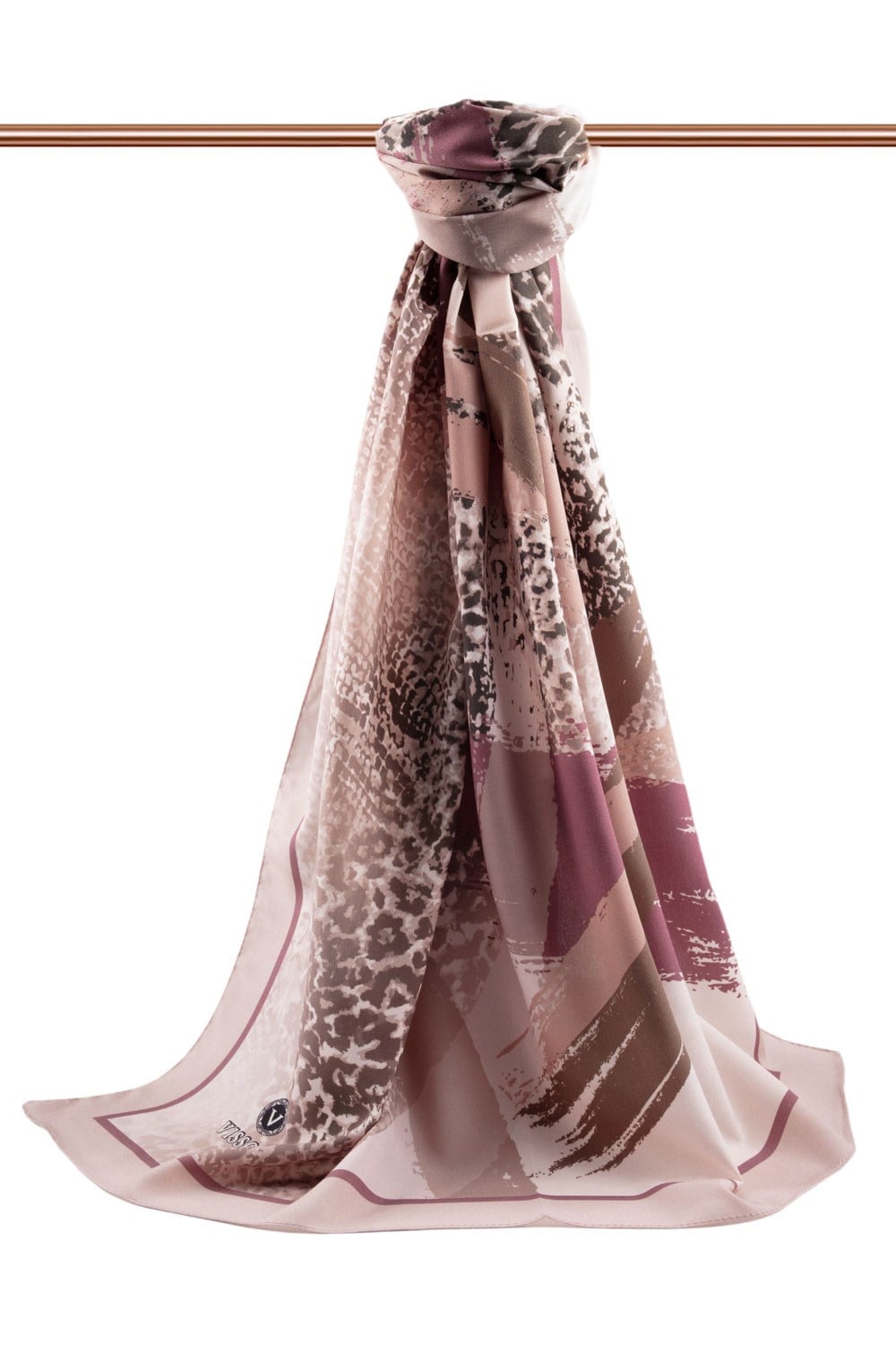 KREP LEOPAR DESENLİ BEJ - SÜTLÜKAHVE RENKLİ 75X195 KIRIŞMAZ ŞAL