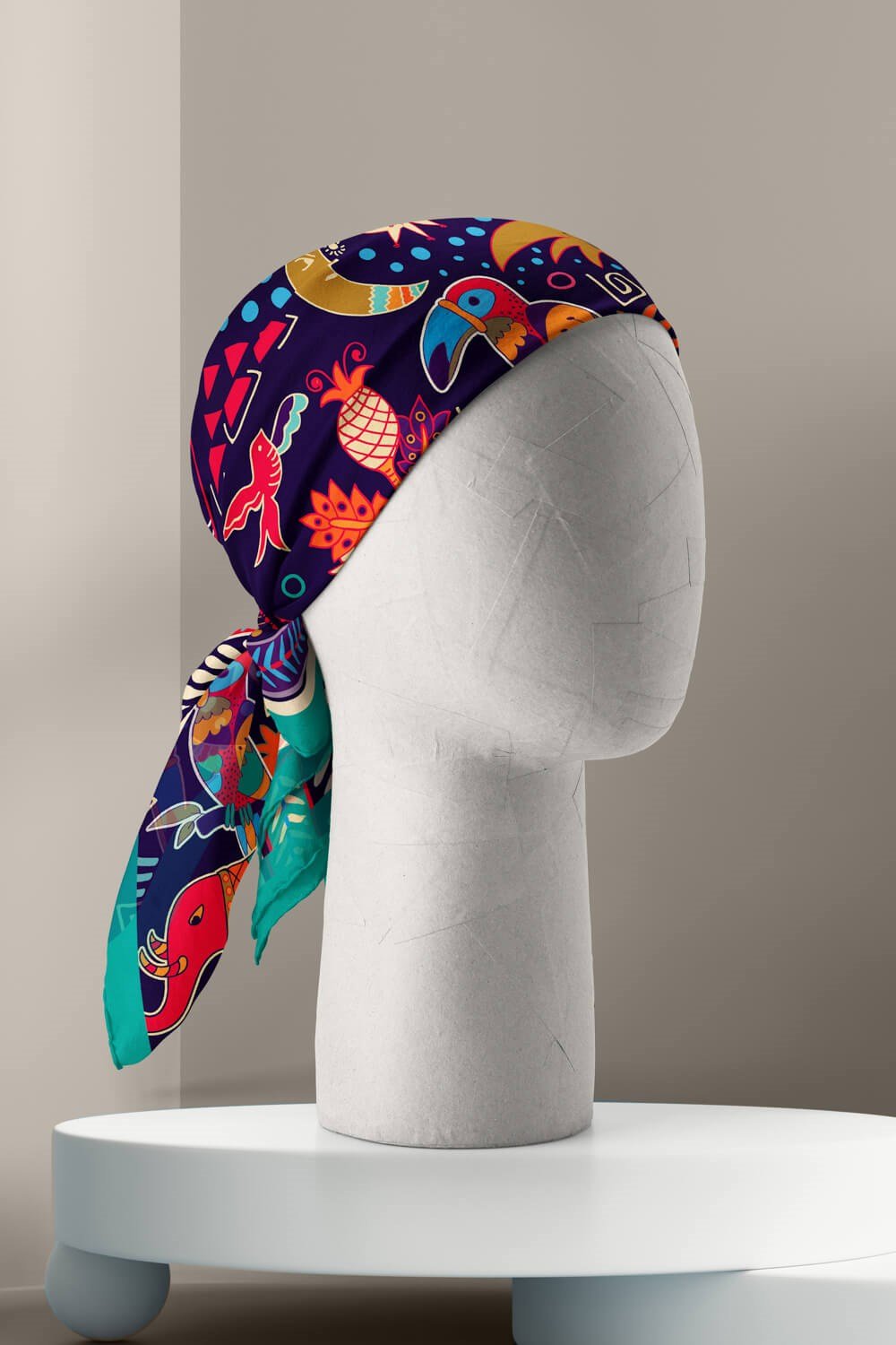Vissona Etnik Desenli İpek Kadın Bandana