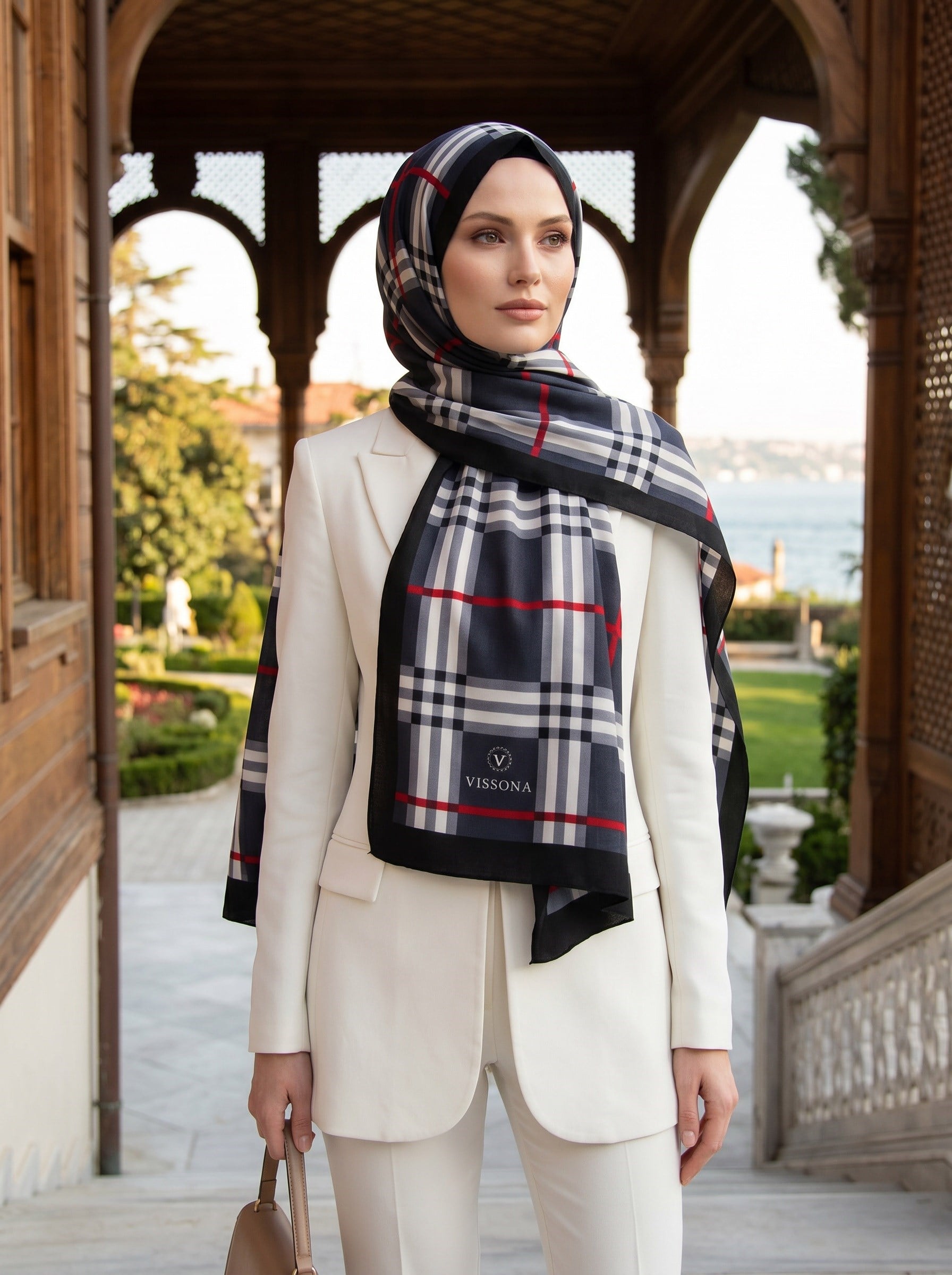KREP EKOSE DESENLİ FÜME RENKLİ 75X195 KIRIŞMAZ ŞAL