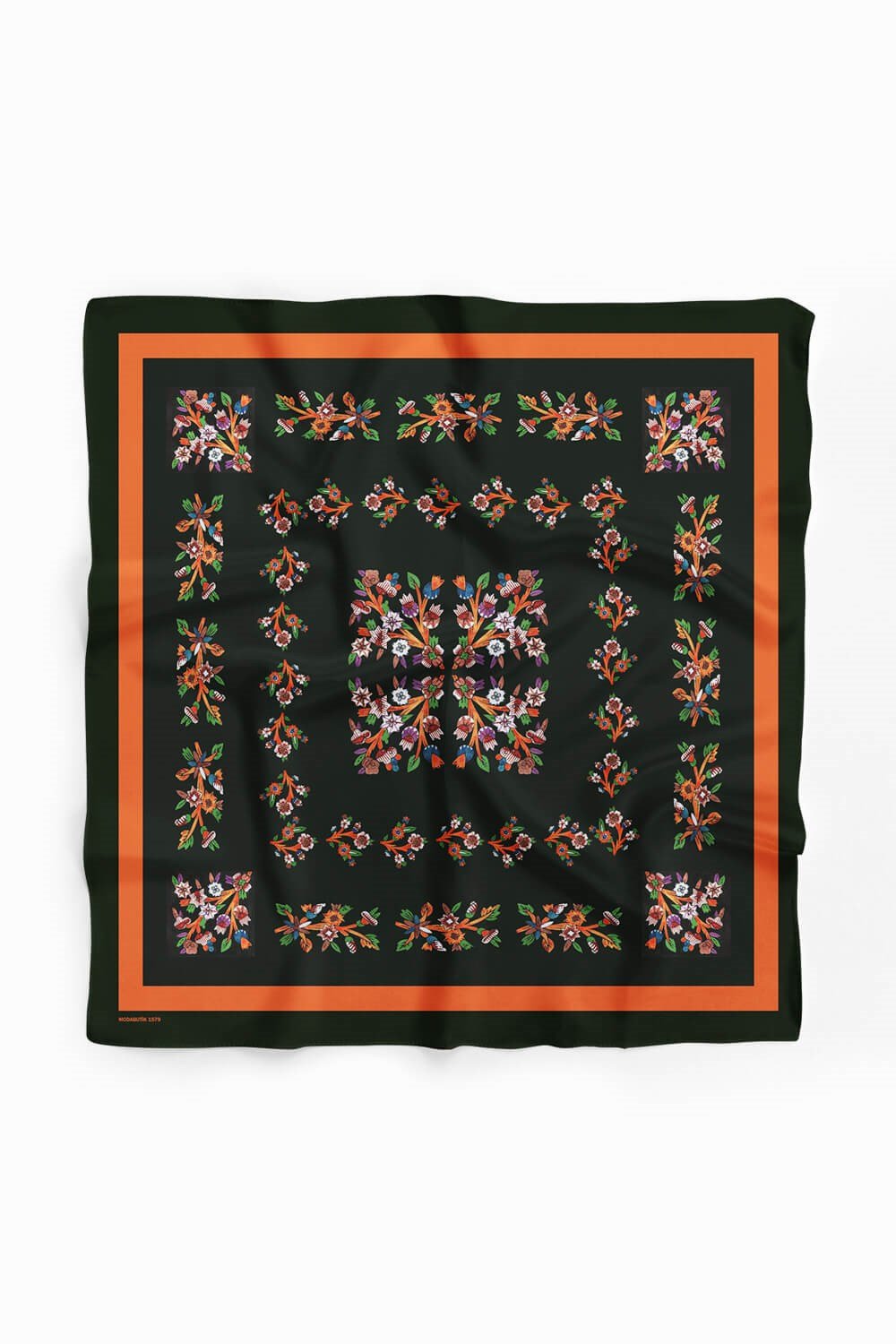Violla B21 Kadın Siyah Çiçek Desenli 50x50 Bandana DG01579-22