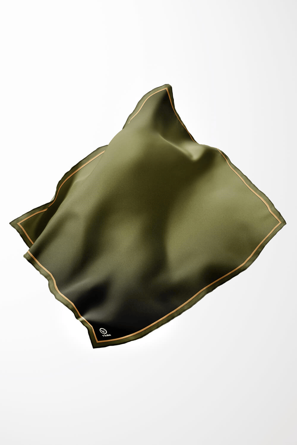 Twill Degrade Desenli Haki Renkli 90x90 Eşarp (İpek İçermez) Kenar Dikiş Şekli El Dikişli