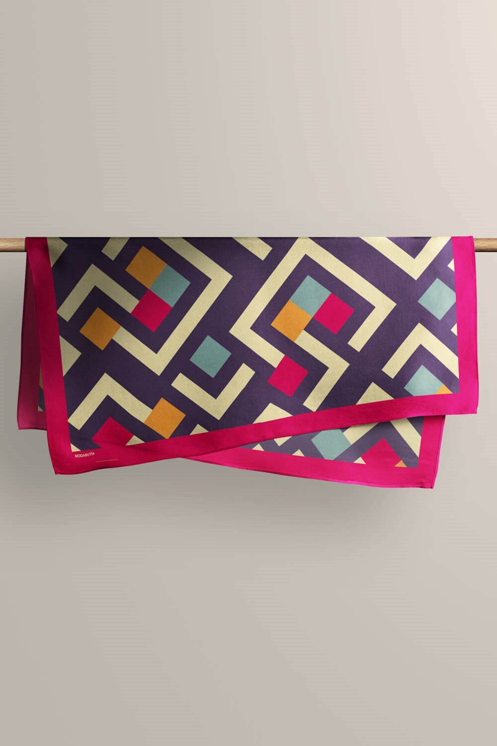 Violla V48 Kadın Geometric Desenli Bandana 50x50 Mavi DG0119-22