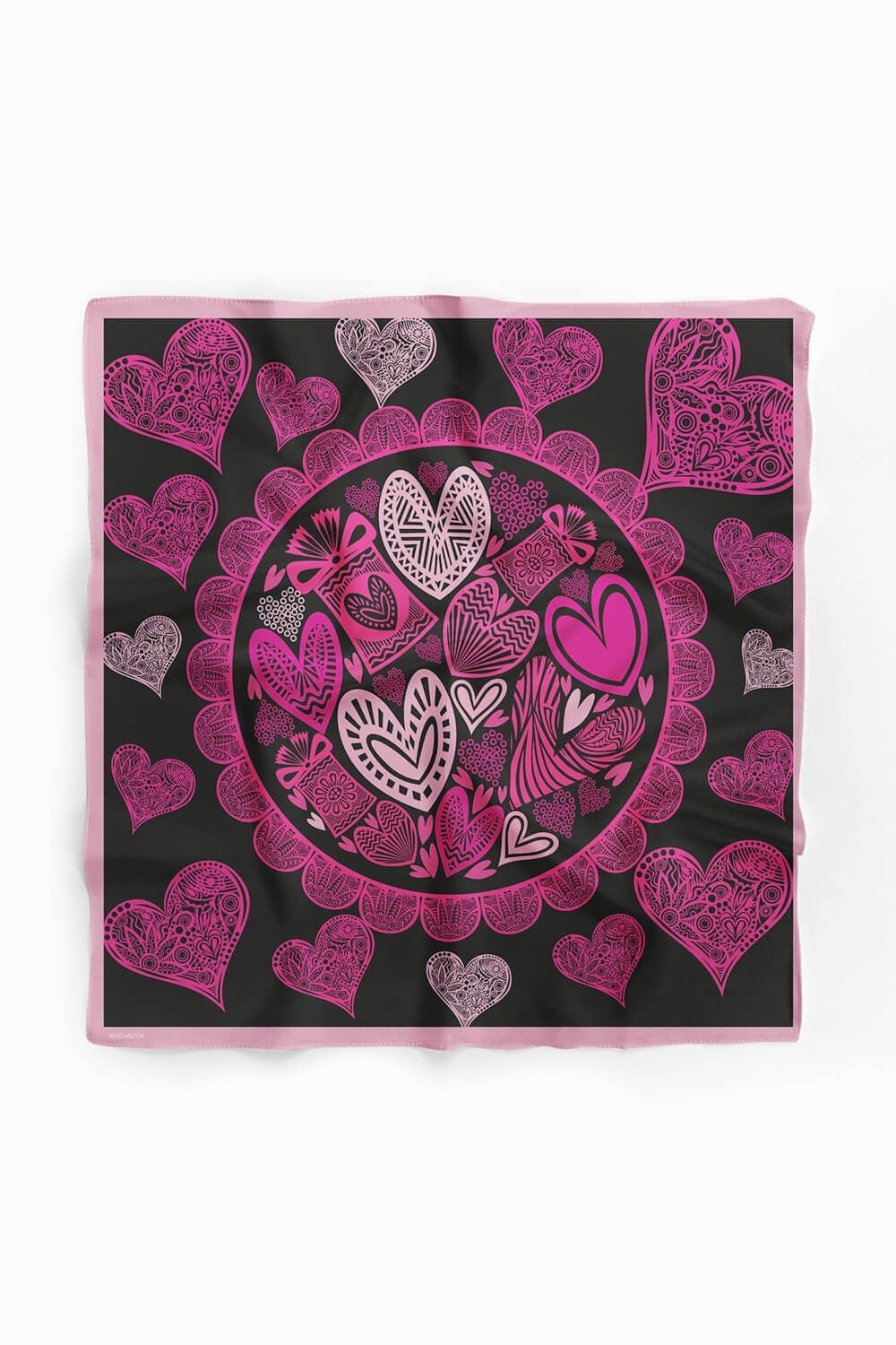 Violla D103 Kadın Kalp Desenli Bandana 50x50 Pembe DG0296-22