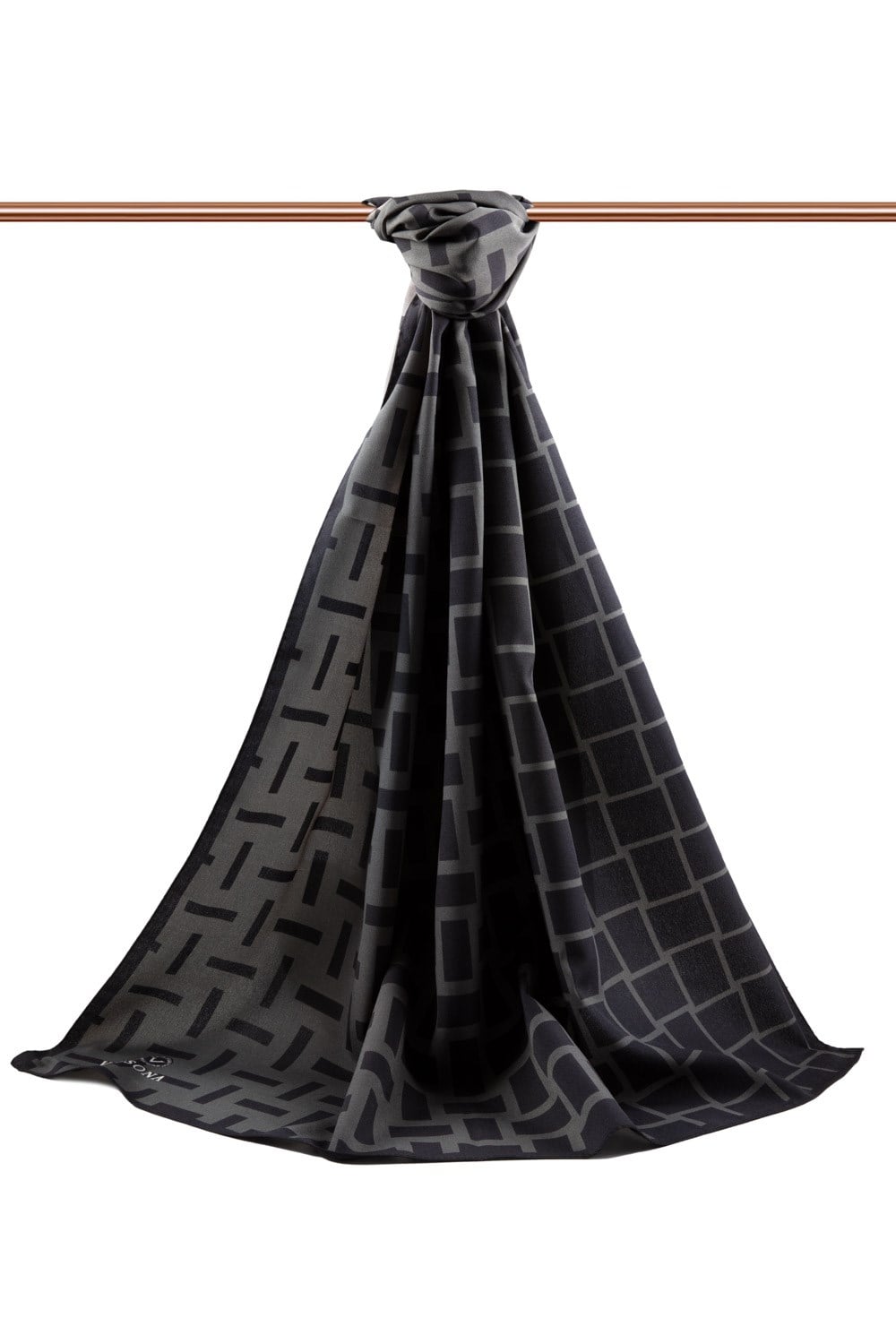 KREP KARELİ DESENLİ FÜME RENKLİ 75X195 KIRIŞMAZ ŞAL