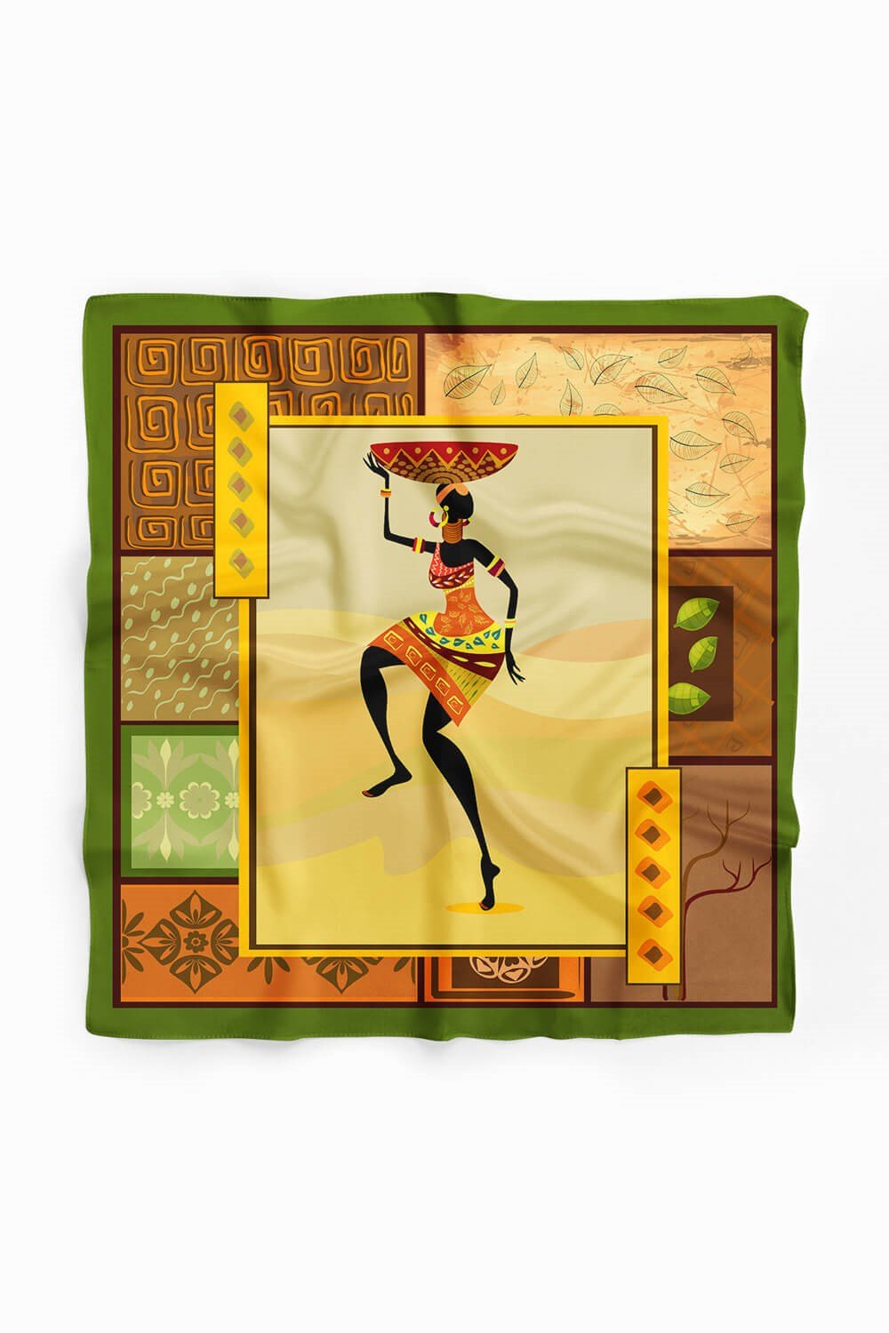 Violla F23 Kadın African Desenli Bandana 50x50 Kahve DG0248-2