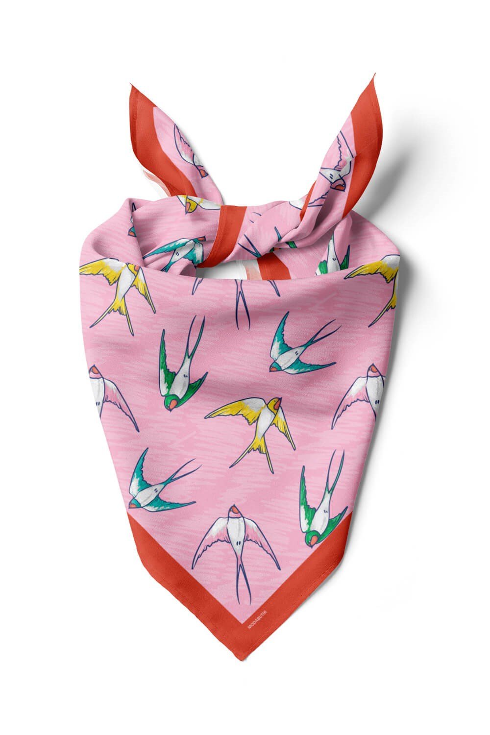 Violla B45 Kadın Kuş Desenli Bandana 50x50 Pembe DG0410-22