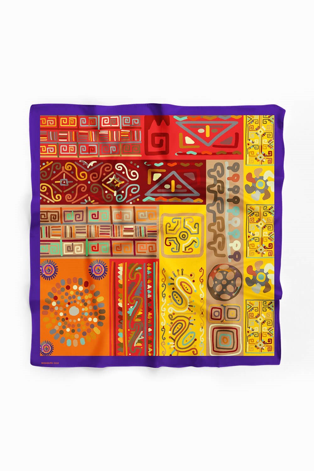 Violla B71 Kadın African Etnik Desenli Bandana Kırmızı Sarı Dg0218