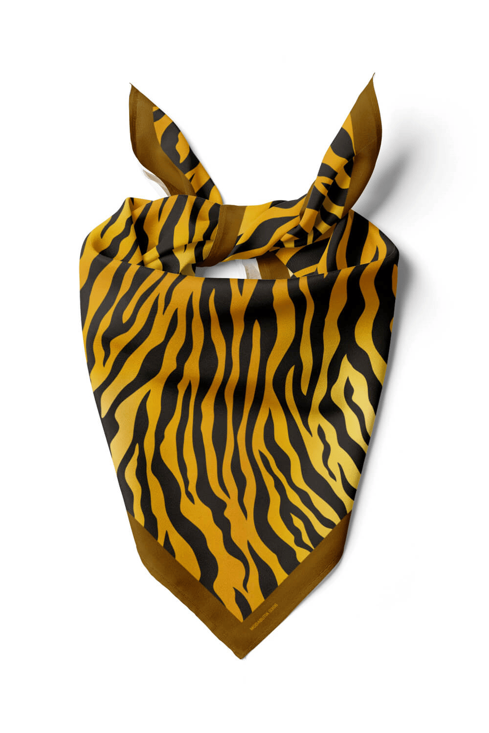 D108 Kadın Dalgalı Desenli Bandana 50x50 Sarı DG0306-22