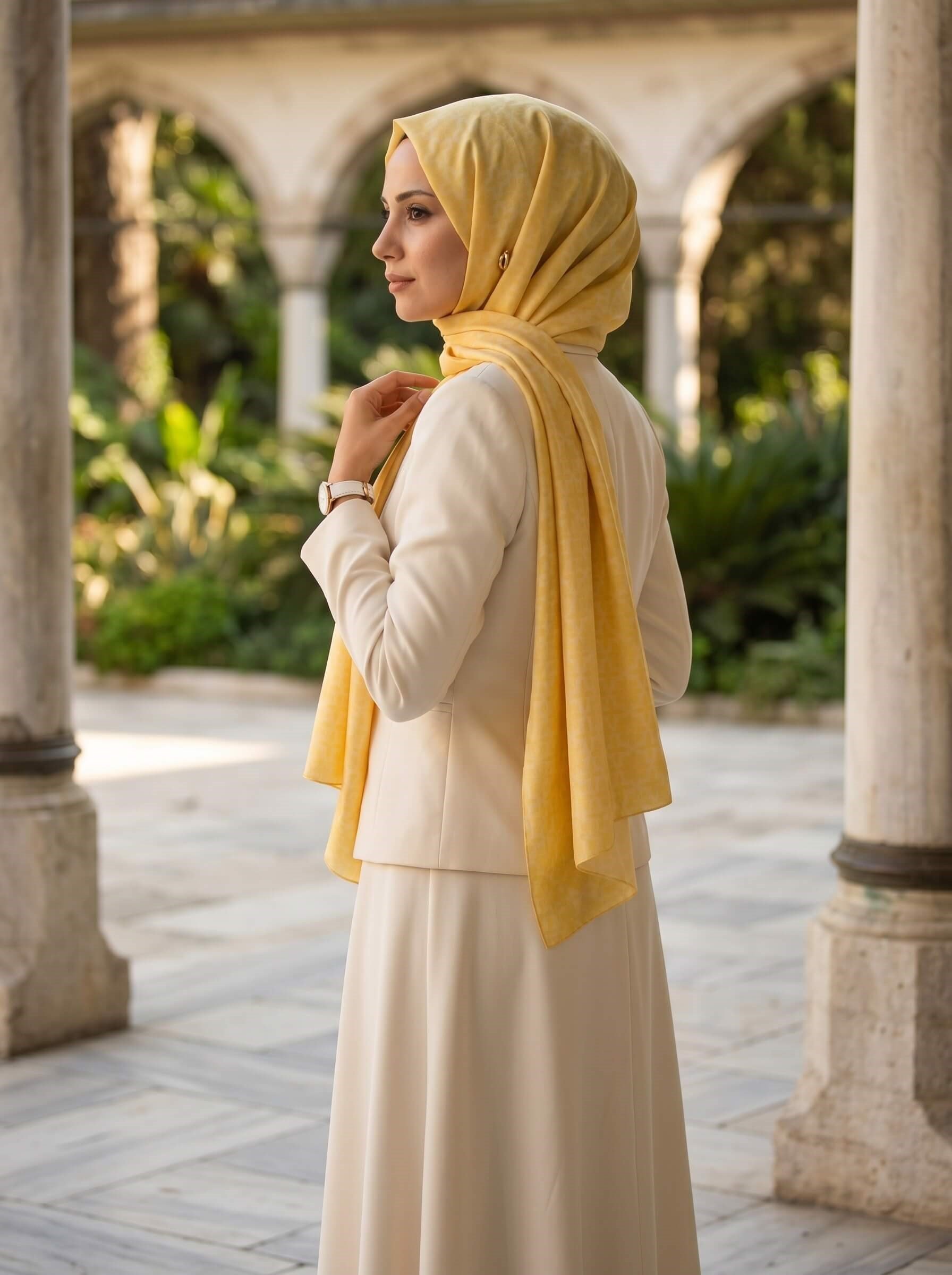 %100 Saf İpek Şal İnce Saten Vual Dokuma Jakar Desenli 90x210 Şal