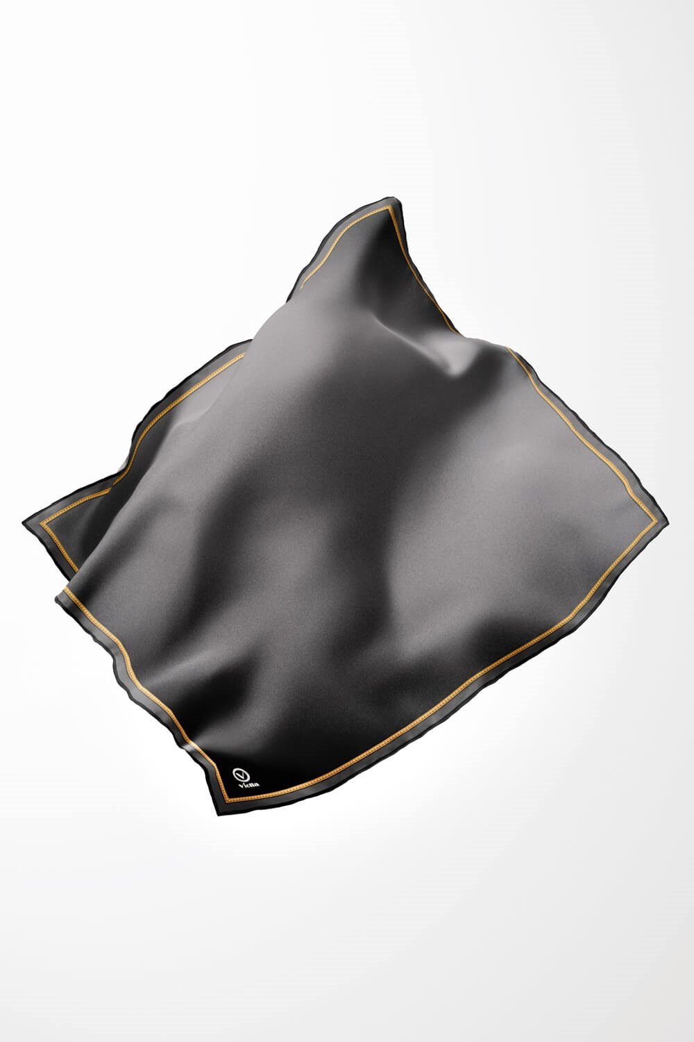 Twill Degrade Desenli Gri Renkli 90x90 Eşarp (İpek İçermez) Kenar Dikiş Şekli El Dikişli