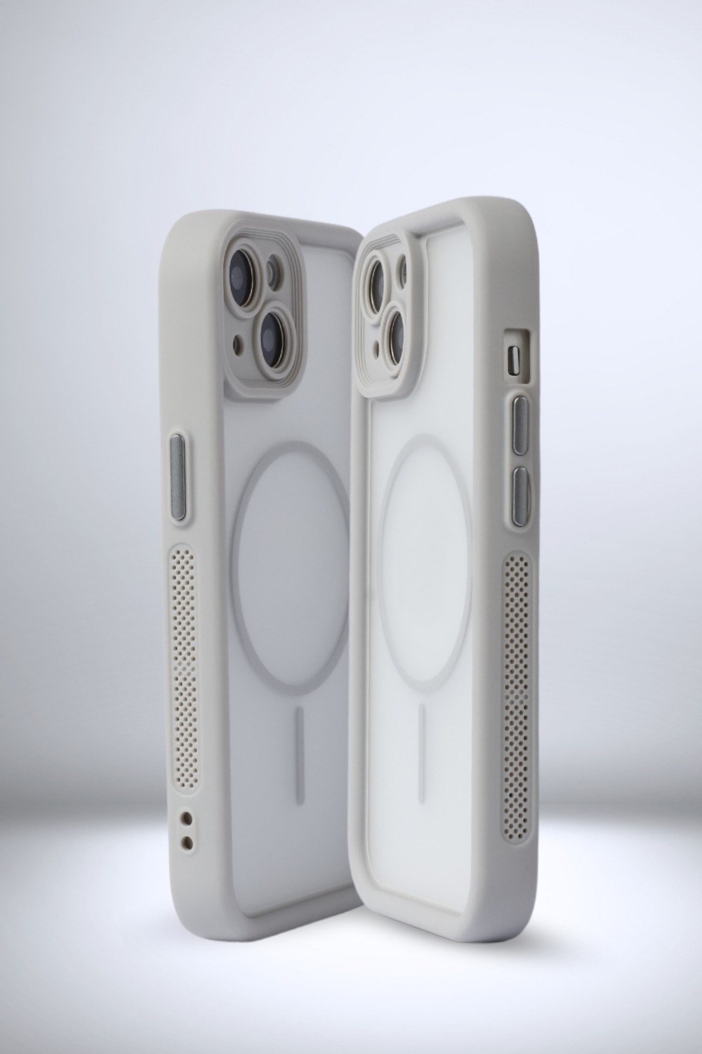 iPhone 13 Kılıf – Kamera Korumalı – MagSafe Uyumlu – Gri Renk – Mat Silikon Telefon Kılıfı