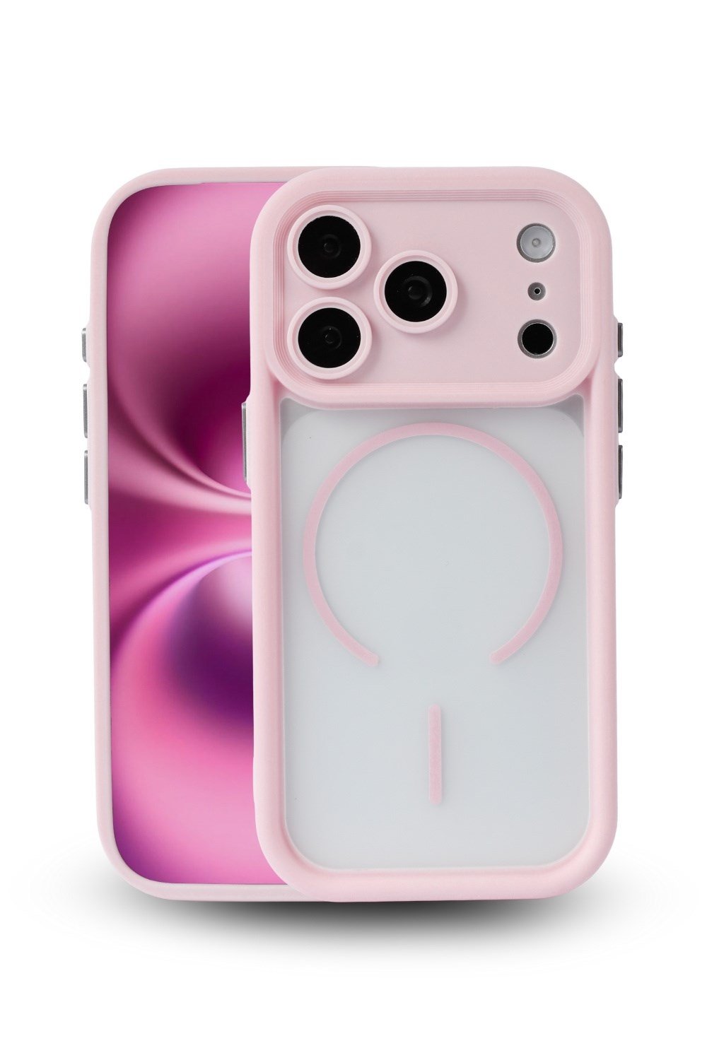 iPhone 17 Pro, Pink Color Kılıf – Kamera Korumalı – MagSafe Uyumlu – Pembe Renk – Mat Silikon Telefon Kılıfı