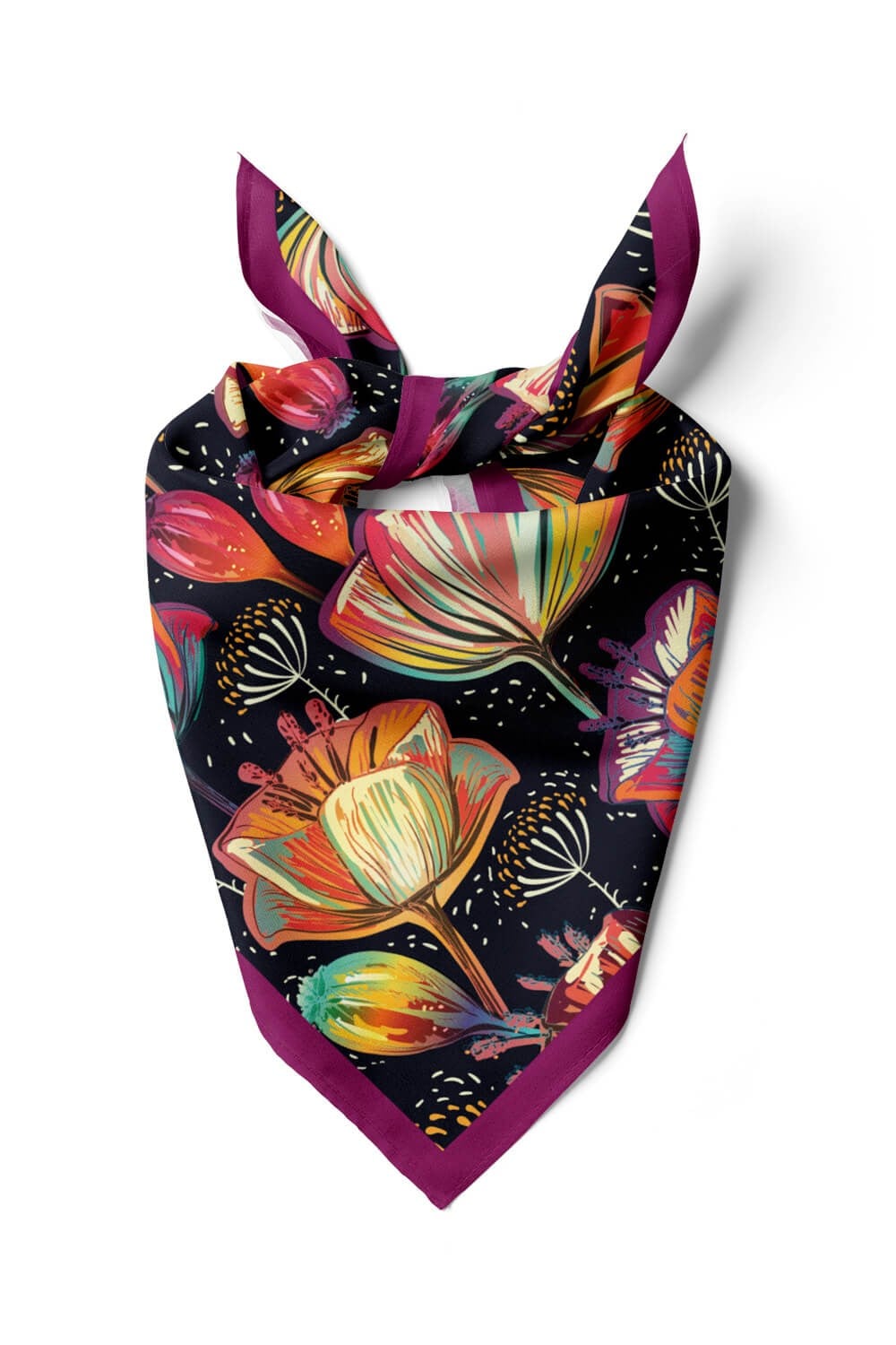 Violla B33 Kadın Flow Desenli Bandana 50x50 Siyah DG0173-22