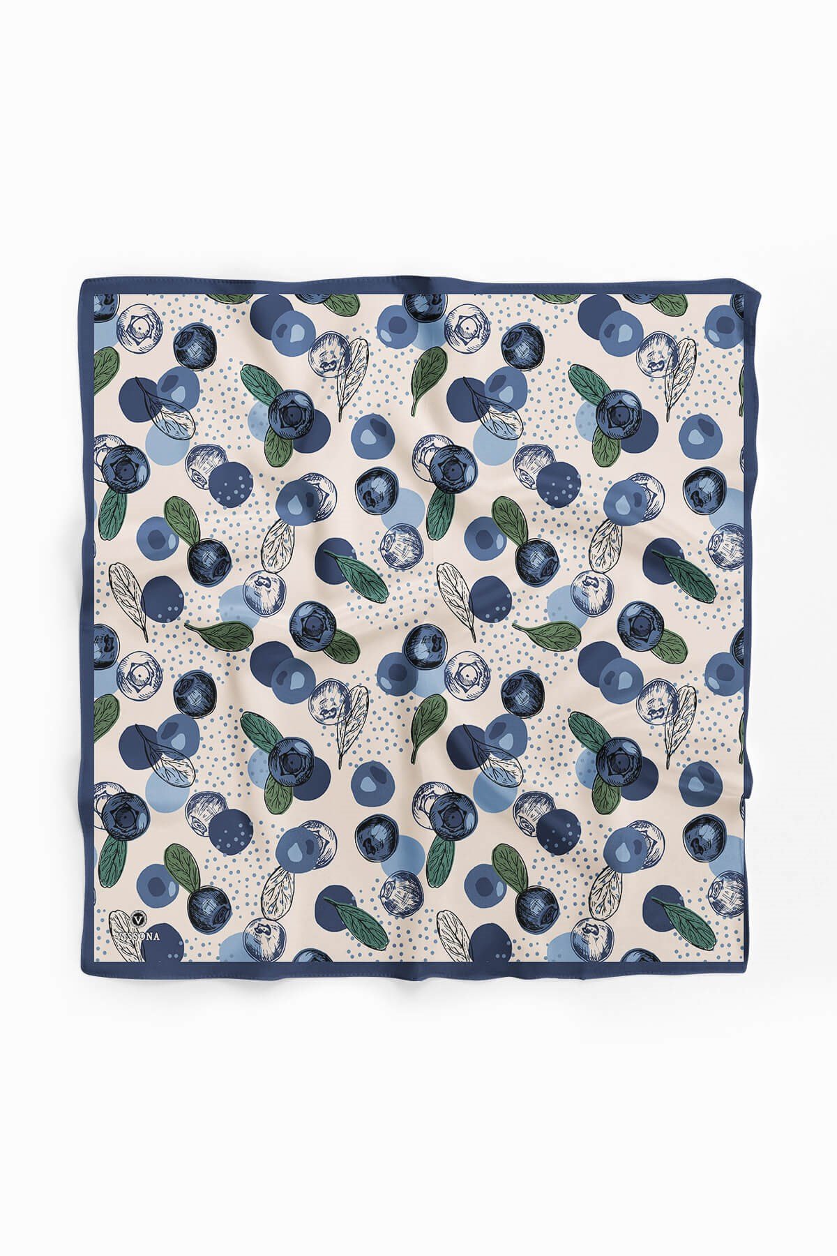 %100 İpek Blueberry Desenli Kadın Bandana
