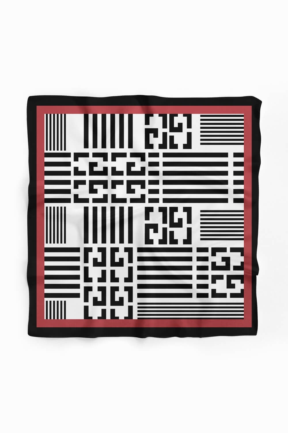 Violla Kadın Siyah Beyaz Geometrik Desenli 50x50 Bandana HYL DG01510-22