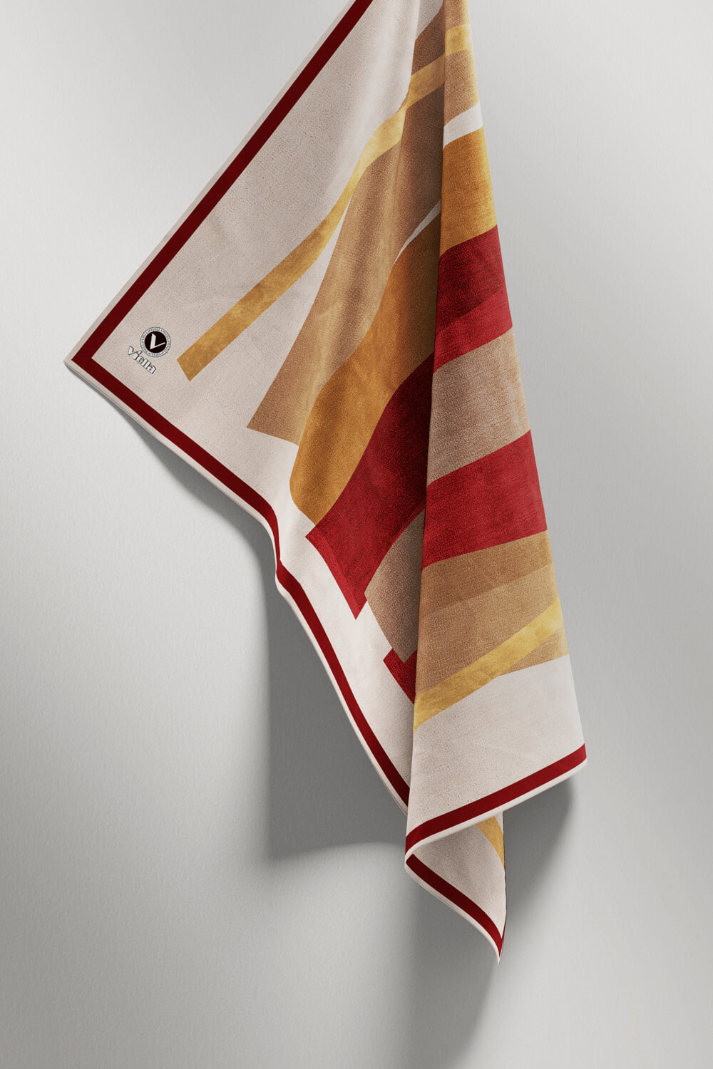 Twill Geometrik Desenli Bordo Renkli 90x90 Eşarp (İpek İçermez) Kenar Dikiş Şekli El Dikişli
