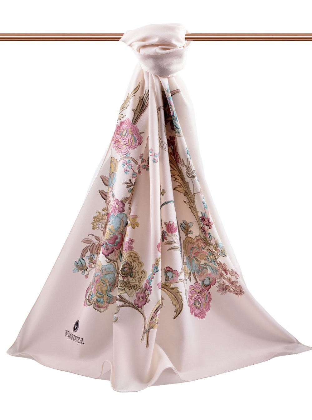 KREP NAKIŞ ÇİÇEK DESENLİ KREM RENKLİ 75X195 KIRIŞMAZ ŞAL