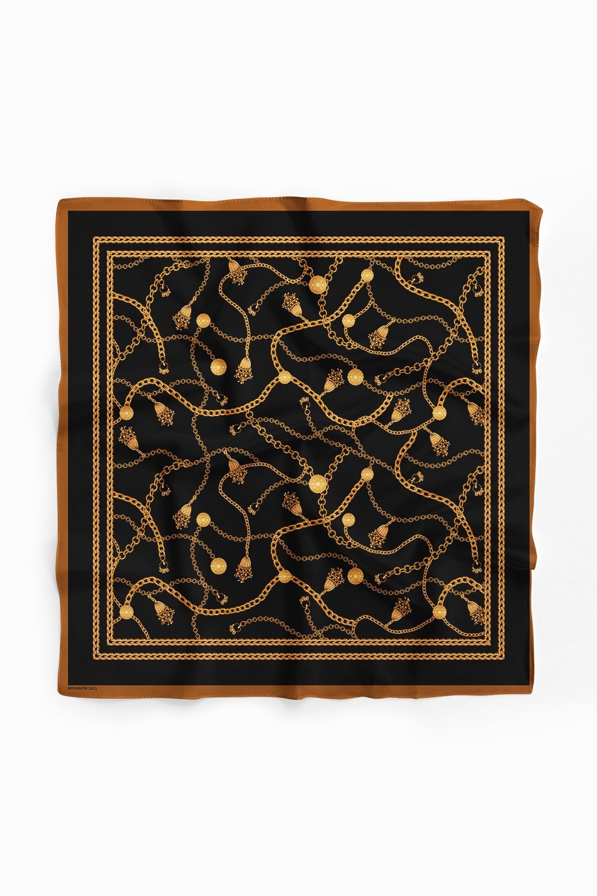 Violla C28 Kadın Sarı Siyah Zincir Desenli 50x50 Bandana HYL DG01611-22