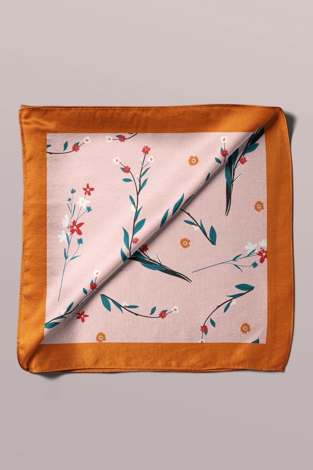 Violla Y88 Kadın Flow Desenli Bandana 50x50 Pudra DG0170-22 Snz