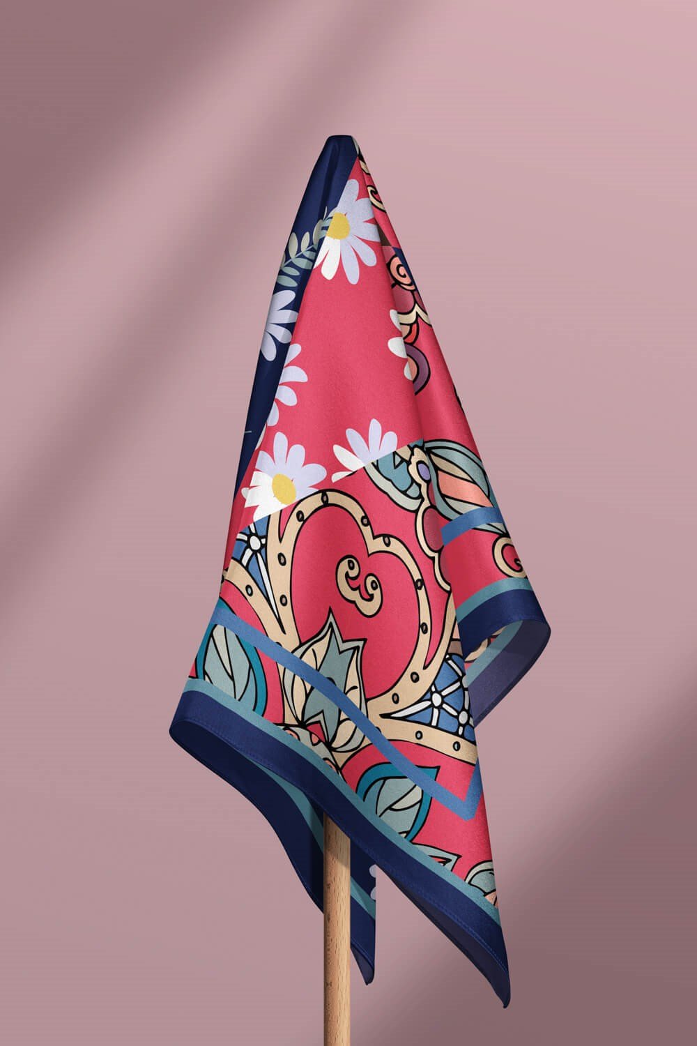 %100 İpek Karışık Desenli Kadın Bandana