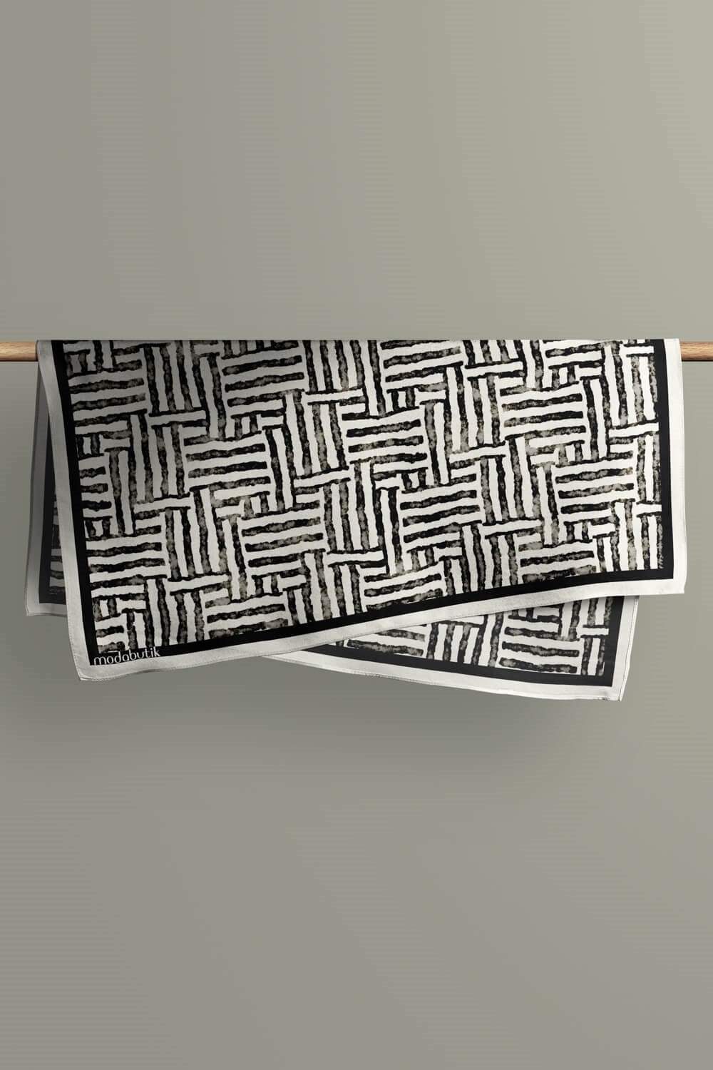 F40 Violla Siyah Beyaz Desenli Bandana