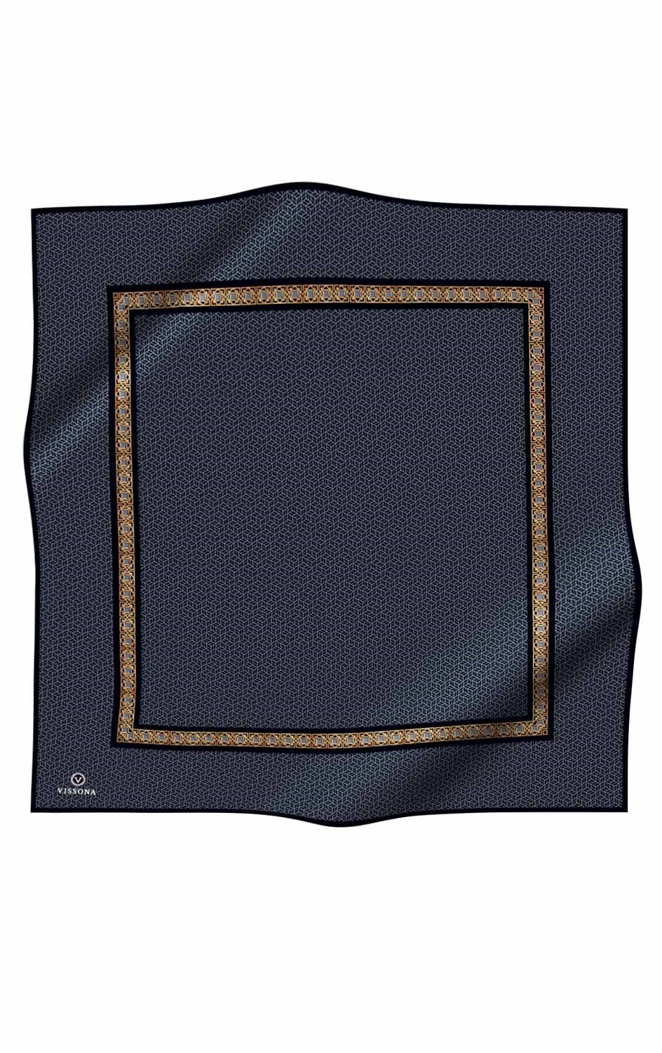 % 57 İPEK % 43 VİSKON Twill İpek Geometrik Desenli Gri - Siyah Renkli 90x90 Eşarp Dikim Şekli : El Dikişi