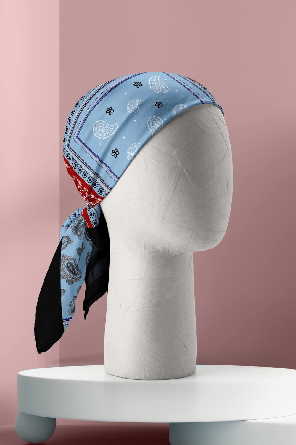Violla D66 Kadın Mavi Kare Desenli 50x50 Bandana HYL DG01218-22