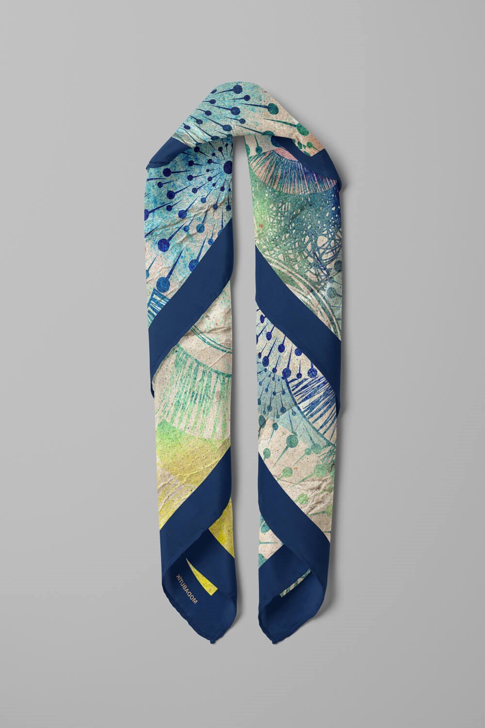 Violla Y41 Kadın Egzotik Desenli Bandana 50x50 Mavi DG0272-22