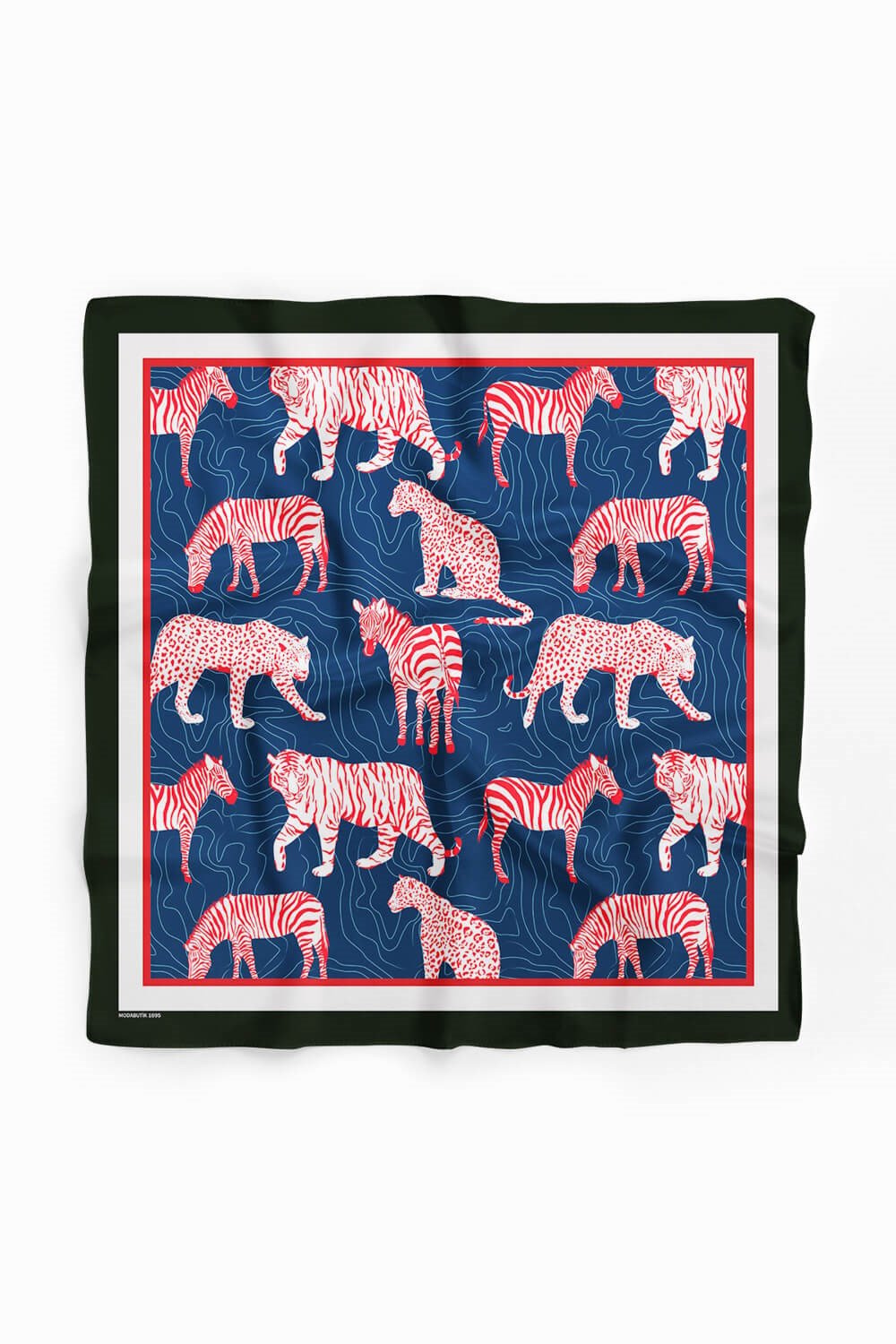 Violla H50 Kadın Mavi Kırmızı Animal Desenli 50x50 Bandana HYL DG01695-22
