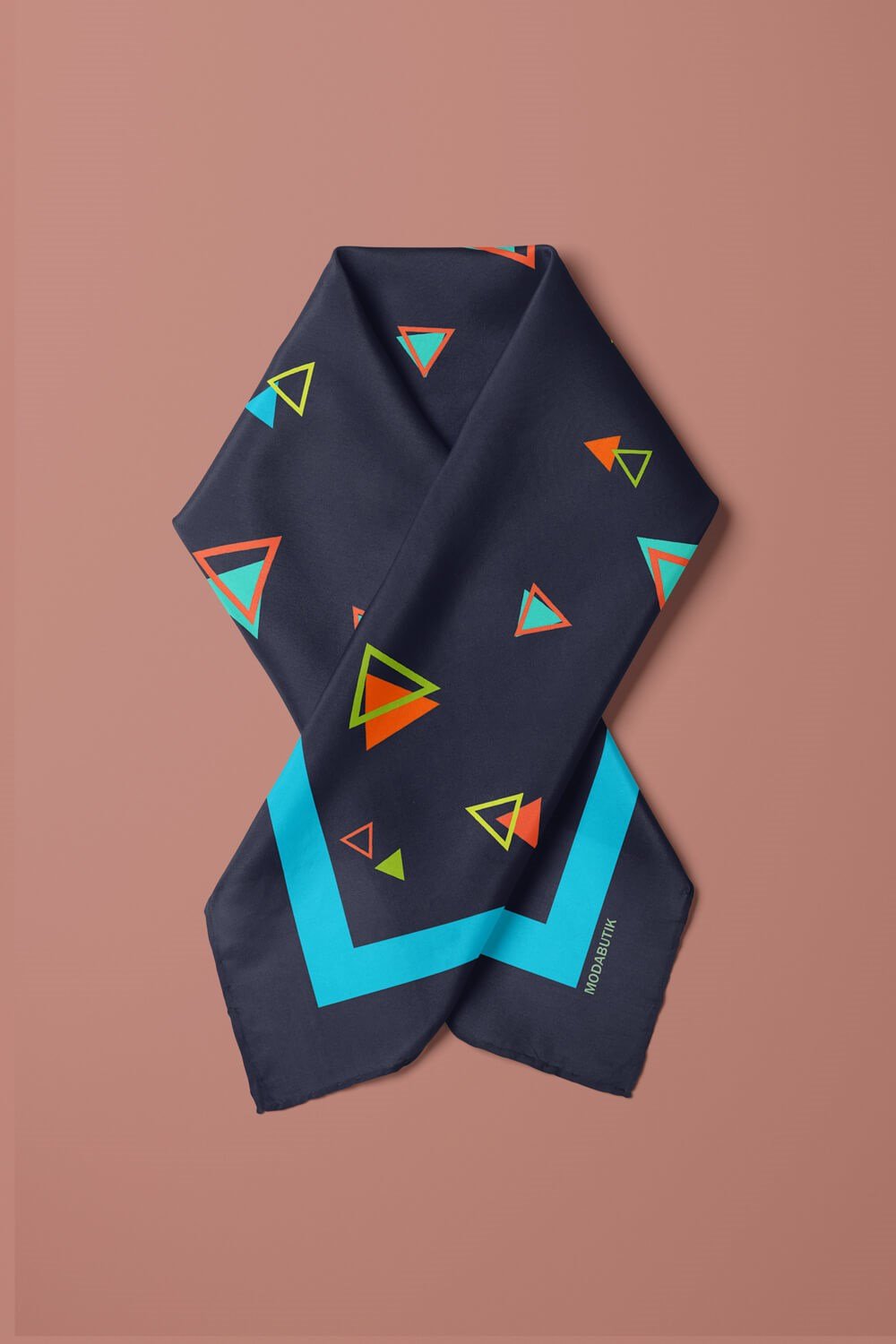 Violla D13 Kadın Siyah  Üçgen Desenli 50x50 Bandana HYL DG0830-22