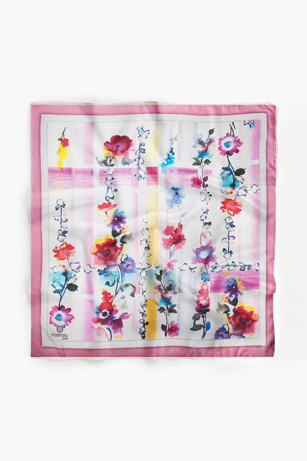 %100 İpek Kadın Desenli Bandana 80x80