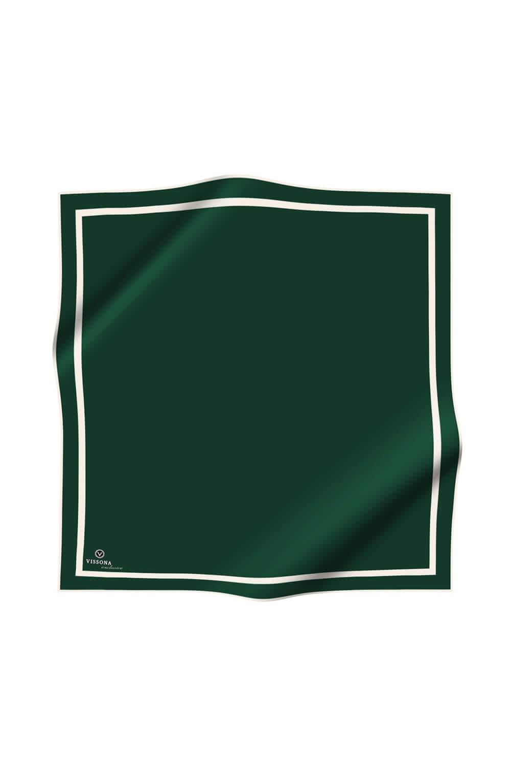 100% Twill İpek Düz Renk Bordür Zümrüt Yeşili - Krem Renkli Daha Tok Exclusive Serisi 90x90 Dikim Şekli : El Dikişi Eşarp