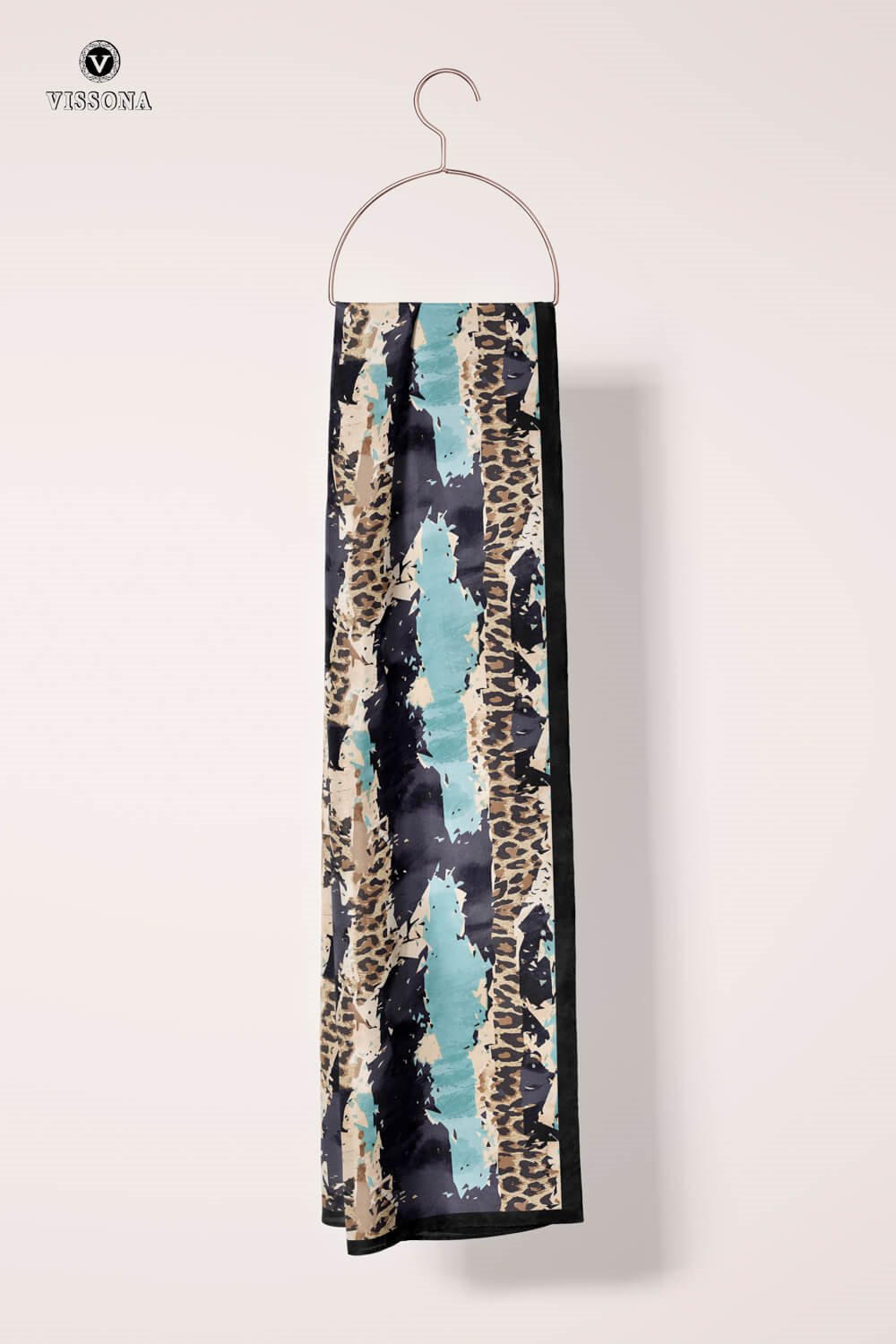 %100 İPEK LEOPAR ÇİZGİLİ DESENLİ KADIN FULAR 30X170