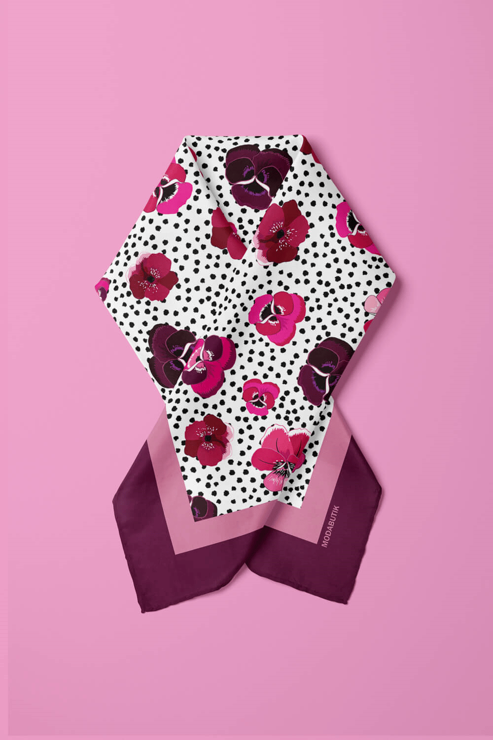 D20 Kadın Menekşe Desenli 50x50 Bandana HYL DG0893-22