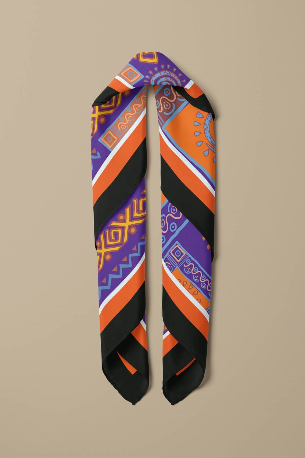 Violla H19 Kadın turuncu etnik desenli 50x50 Bandana